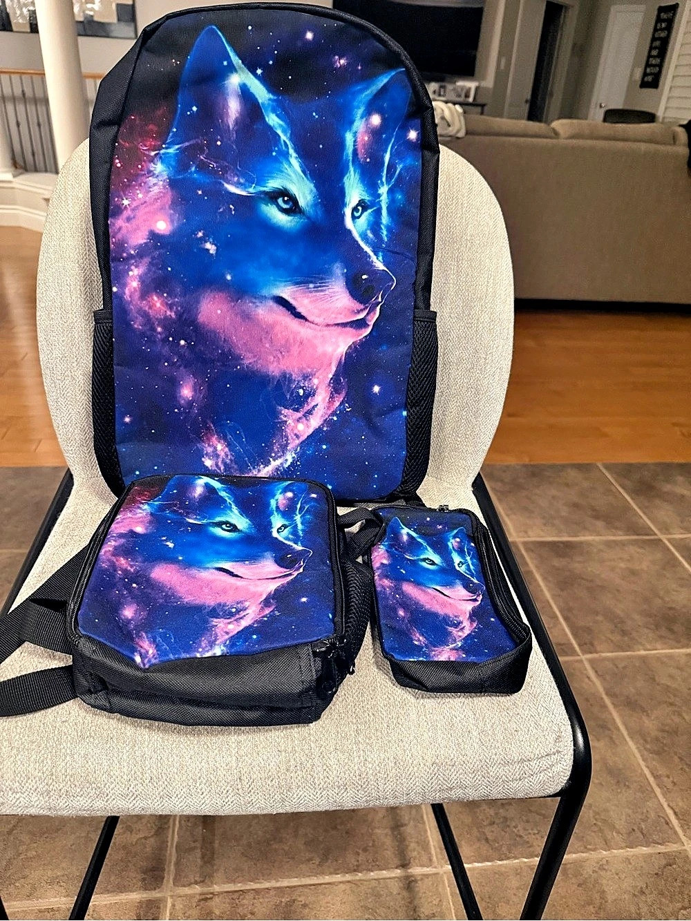 Galaxy Wolf Backpack Set